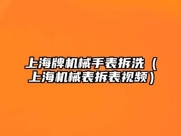 上海牌機械手表拆洗（上海機械表拆表視頻）