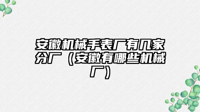 安徽機械手表廠有幾家分廠（安徽有哪些機械廠）