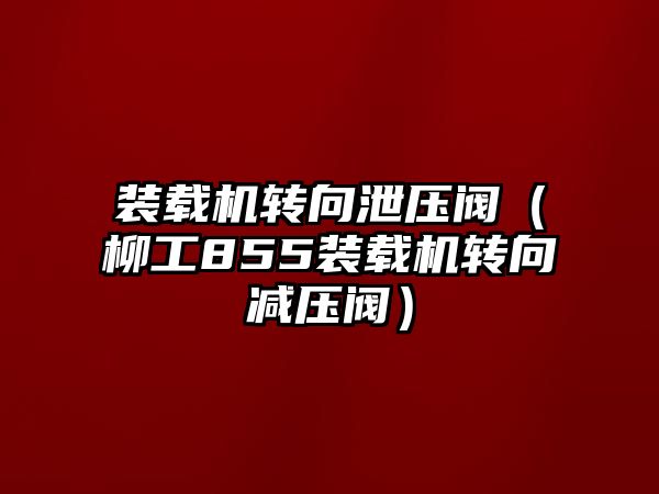 裝載機轉向泄壓閥（柳工855裝載機轉向減壓閥）