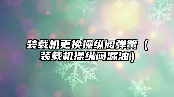 裝載機更換操縱閥彈簧（裝載機操縱閥漏油）