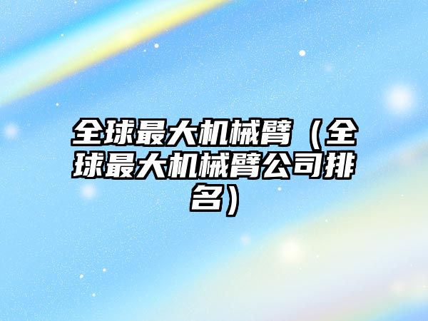 全球最大機械臂（全球最大機械臂公司排名）