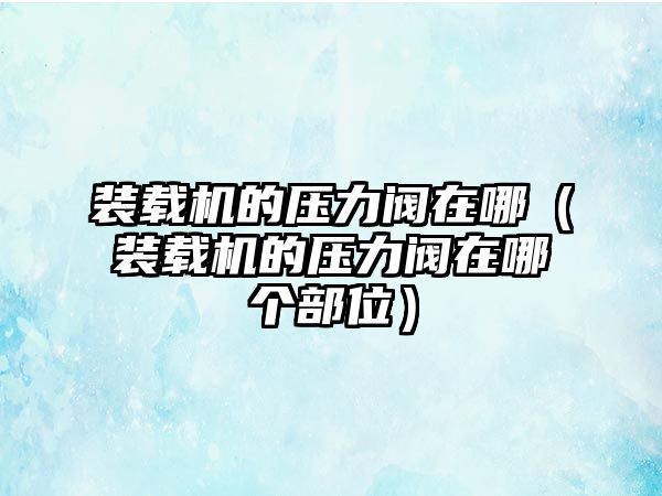 裝載機(jī)的壓力閥在哪（裝載機(jī)的壓力閥在哪個(gè)部位）