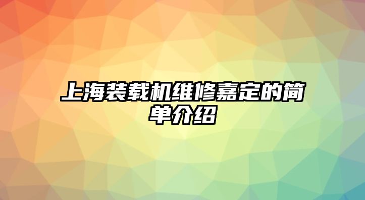 上海裝載機(jī)維修嘉定的簡單介紹