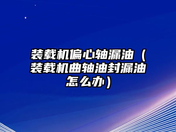 裝載機(jī)偏心軸漏油（裝載機(jī)曲軸油封漏油怎么辦）