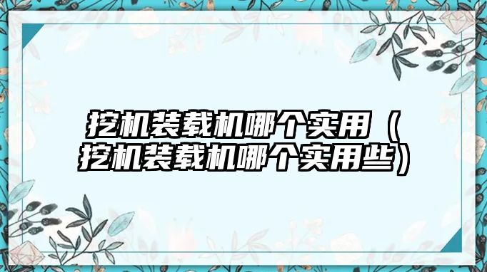 挖機(jī)裝載機(jī)哪個(gè)實(shí)用（挖機(jī)裝載機(jī)哪個(gè)實(shí)用些）