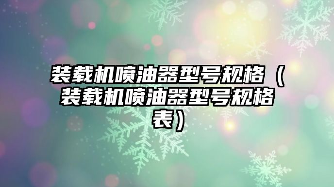 裝載機(jī)噴油器型號(hào)規(guī)格（裝載機(jī)噴油器型號(hào)規(guī)格表）