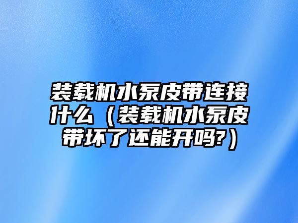 裝載機水泵皮帶連接什么（裝載機水泵皮帶壞了還能開嗎?）