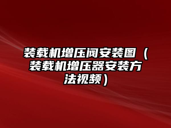 裝載機(jī)增壓閥安裝圖（裝載機(jī)增壓器安裝方法視頻）