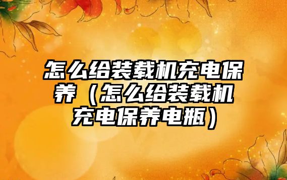 怎么給裝載機充電保養（怎么給裝載機充電保養電瓶）