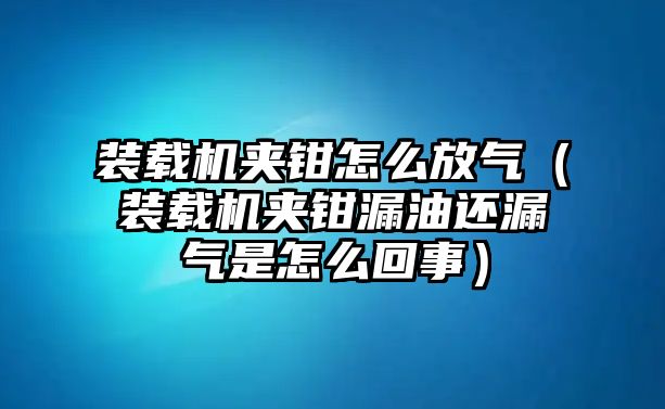 裝載機夾鉗怎么放氣（裝載機夾鉗漏油還漏氣是怎么回事）