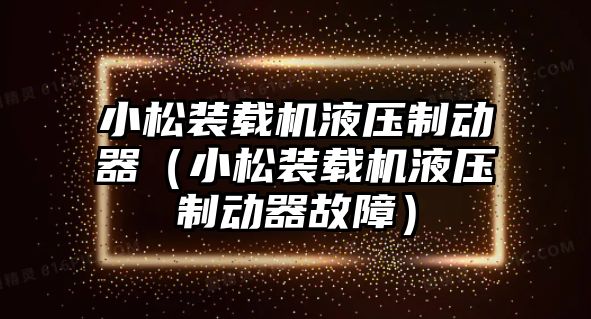 小松裝載機液壓制動器（小松裝載機液壓制動器故障）