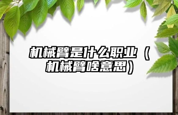 機械臂是什么職業(yè)（機械臂啥意思）