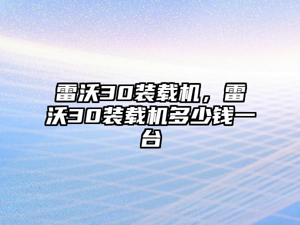 雷沃30裝載機，雷沃30裝載機多少錢一臺