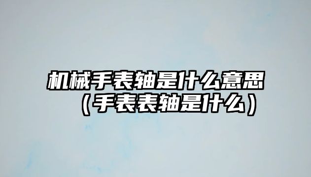 機械手表軸是什么意思（手表表軸是什么）