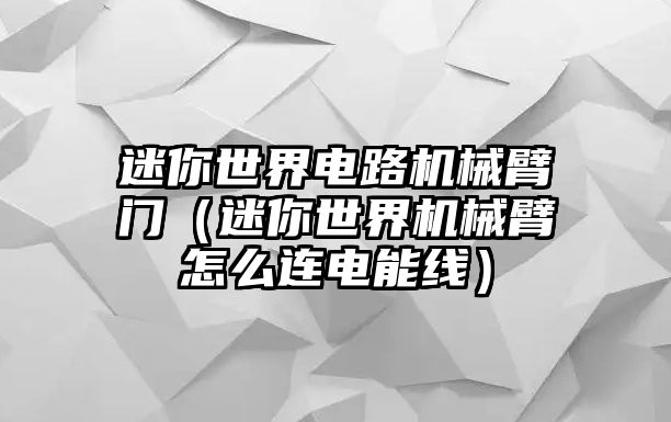 迷你世界電路機(jī)械臂門（迷你世界機(jī)械臂怎么連電能線）