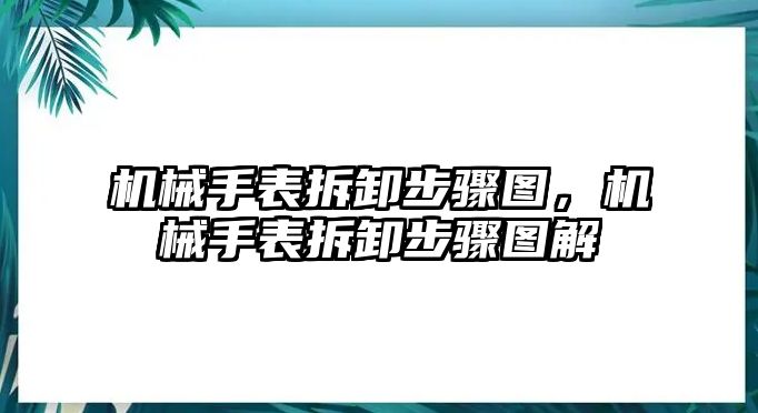 機械手表拆卸步驟圖，機械手表拆卸步驟圖解