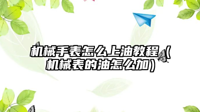 機械手表怎么上油教程（機械表的油怎么加）