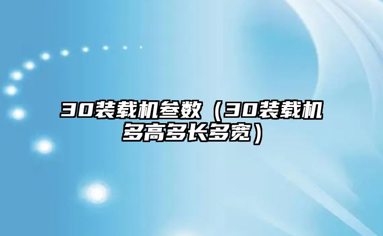 30裝載機叁數（30裝載機多高多長多寬）