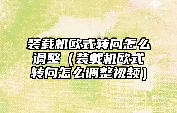 裝載機歐式轉向怎么調整（裝載機歐式轉向怎么調整視頻）