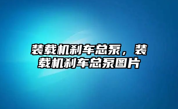 裝載機剎車總泵，裝載機剎車總泵圖片