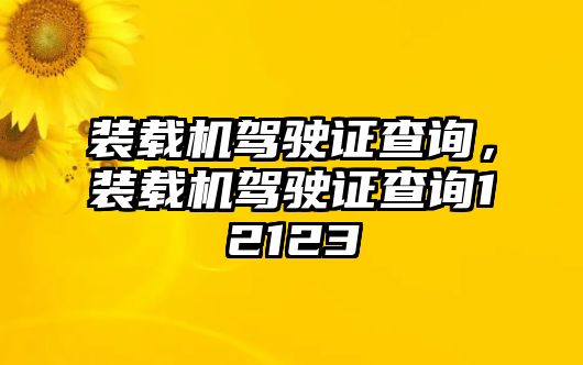 裝載機駕駛證查詢，裝載機駕駛證查詢12123