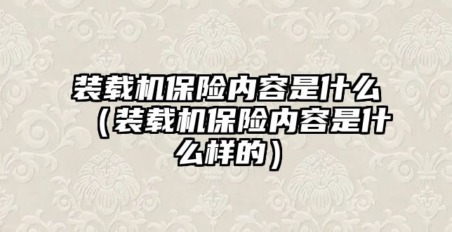 裝載機保險內容是什么（裝載機保險內容是什么樣的）