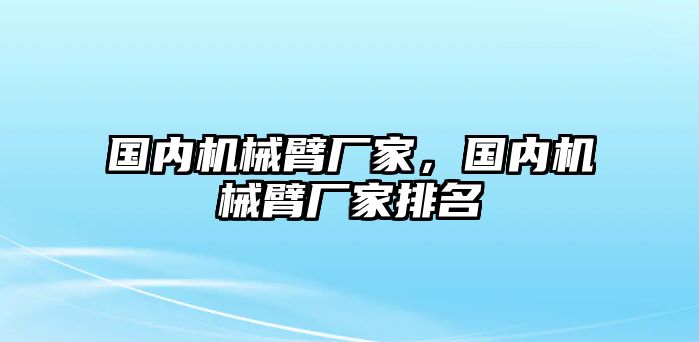 國(guó)內(nèi)機(jī)械臂廠家，國(guó)內(nèi)機(jī)械臂廠家排名