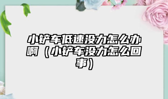 小鏟車(chē)低速?zèng)]力怎么辦啊（小鏟車(chē)沒(méi)力怎么回事）