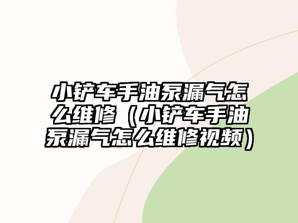 小鏟車手油泵漏氣怎么維修（小鏟車手油泵漏氣怎么維修視頻）