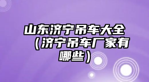 山東濟寧吊車大全（濟寧吊車廠家有哪些）