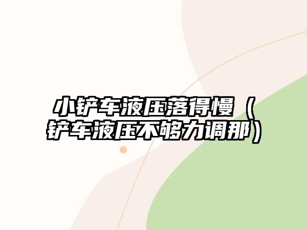 小鏟車液壓落得慢（鏟車液壓不夠力調那）