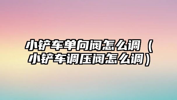 小鏟車單向閥怎么調（小鏟車調壓閥怎么調）