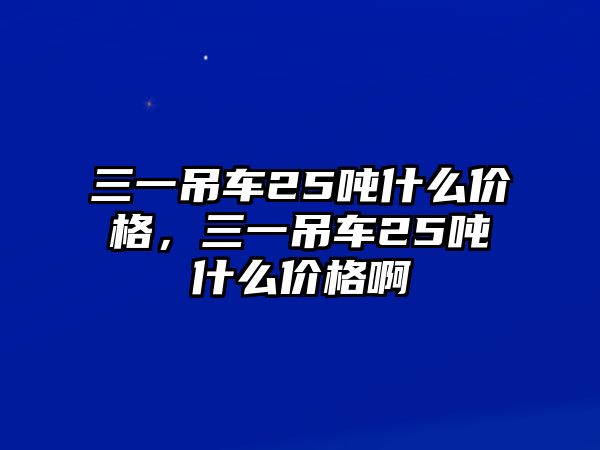 三一吊車25噸什么價格，三一吊車25噸什么價格啊