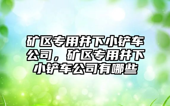 礦區專用井下小鏟車公司，礦區專用井下小鏟車公司有哪些