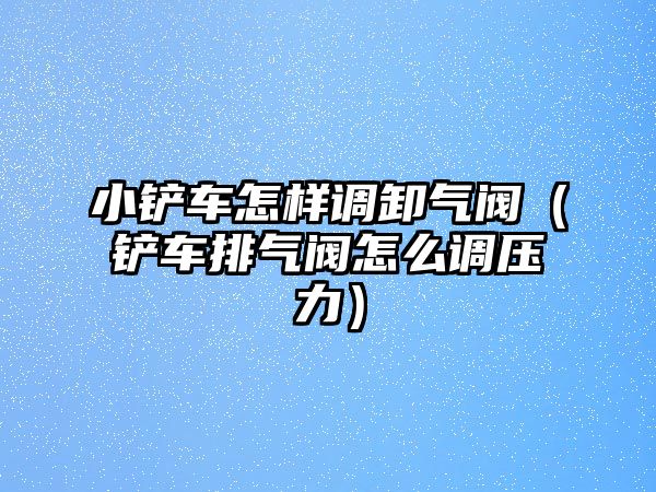 小鏟車怎樣調卸氣閥（鏟車排氣閥怎么調壓力）