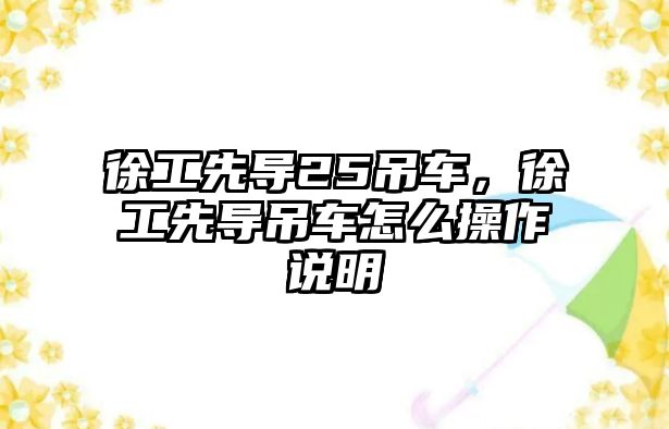 徐工先導25吊車，徐工先導吊車怎么操作說明