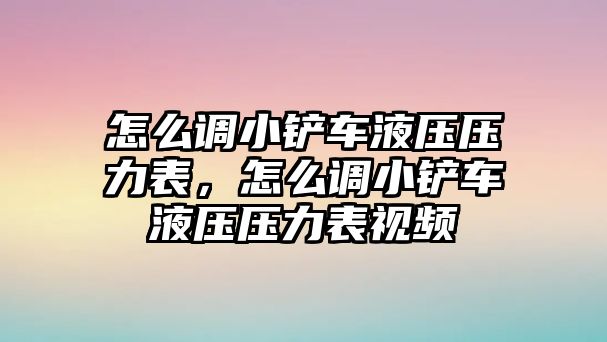 怎么調(diào)小鏟車液壓壓力表，怎么調(diào)小鏟車液壓壓力表視頻