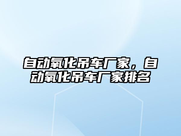 自動氧化吊車廠家，自動氧化吊車廠家排名