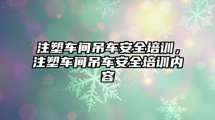 注塑車間吊車安全培訓，注塑車間吊車安全培訓內容