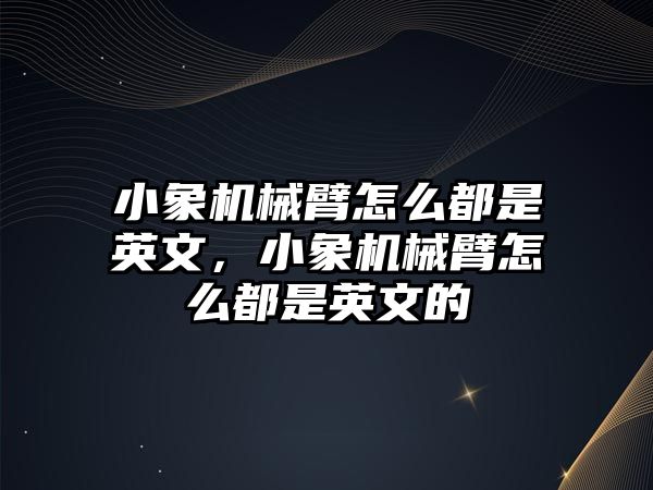 小象機械臂怎么都是英文，小象機械臂怎么都是英文的