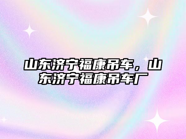 山東濟寧福康吊車，山東濟寧福康吊車廠