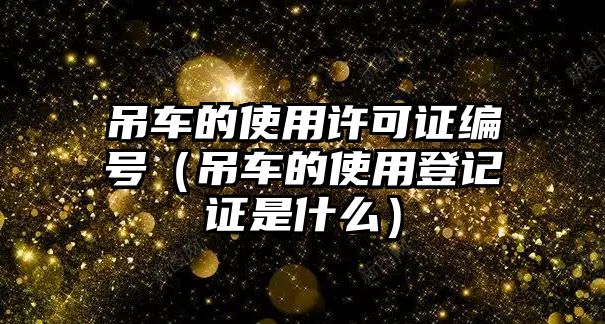 吊車的使用許可證編號（吊車的使用登記證是什么）