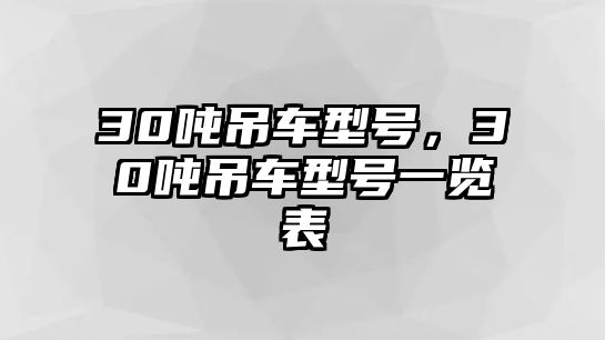 30噸吊車型號，30噸吊車型號一覽表