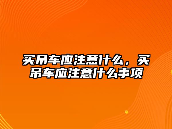 買吊車應注意什么，買吊車應注意什么事項