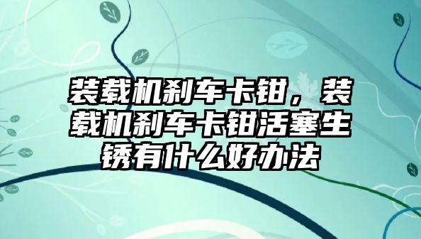 裝載機剎車卡鉗，裝載機剎車卡鉗活塞生銹有什么好辦法