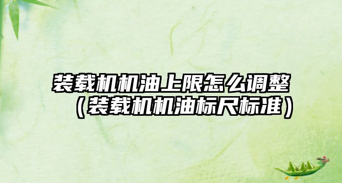 裝載機機油上限怎么調整（裝載機機油標尺標準）