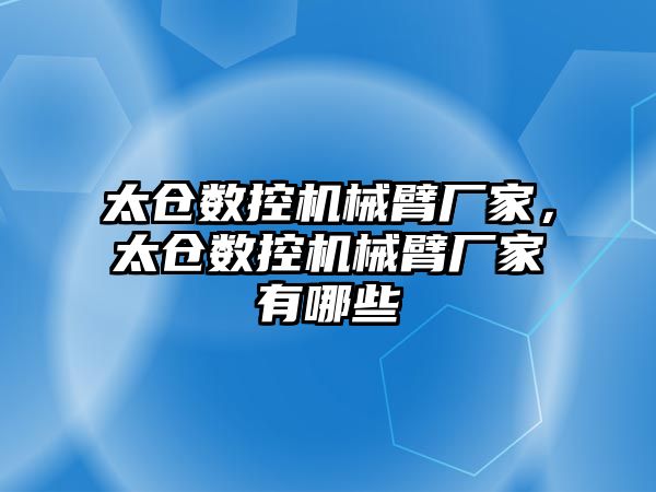 太倉數(shù)控機械臂廠家，太倉數(shù)控機械臂廠家有哪些