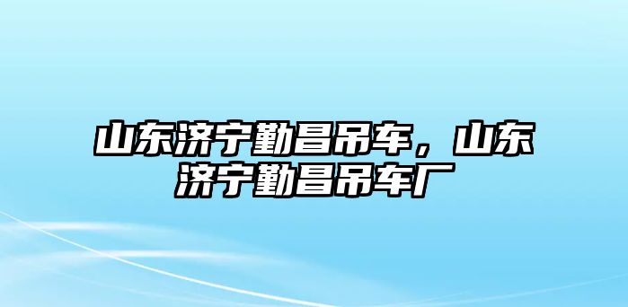 山東濟寧勤昌吊車，山東濟寧勤昌吊車廠