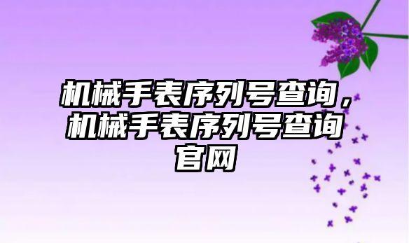 機械手表序列號查詢，機械手表序列號查詢官網