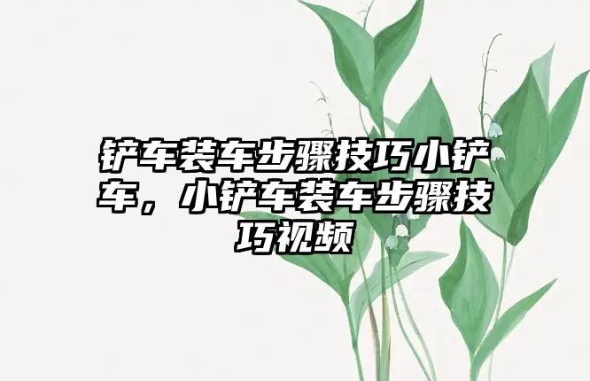 鏟車裝車步驟技巧小鏟車，小鏟車裝車步驟技巧視頻